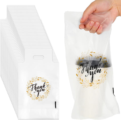 Whaline 1000 Count Thank You Handle Drinking Bags 1 Cup Handle Drink