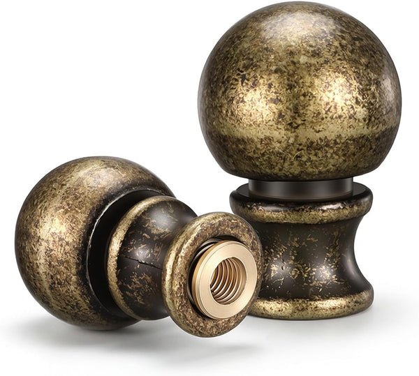 Tweruna 2 PCS Brass Lamp Finials Screw On, Antique Brass Lamp Toppers Screw
