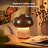 LONRISWAY Dimmable Cordless Wood Mushroom Lamp, Small Battery Operated Wooden Table Lamp Portable Night Light, Stepless