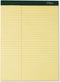 Tops Docket Writing Pads, 100 Sheets, Extra-Strong Back, 8-1/2" x 11-3/4", Perforated, Canary, 6 Pack (63396)