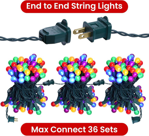 19Ft 70 Bulb Christmas Lights Outdoor LED Chritmas Globe String Lights with Pearlized Glass UL Certified Christmas Tree