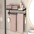 15 Inch DDS-DUDES Black Towel Racks for Bathroom Towel Shelf with Double Towel Bars Lavatory Wall Mount Holder