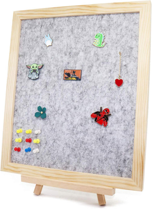 Framed Felt Bulletin Board 13 x 11 inch with Tabletop Stand, Memo Message Pin Board for Home Office, Push Pins Included
