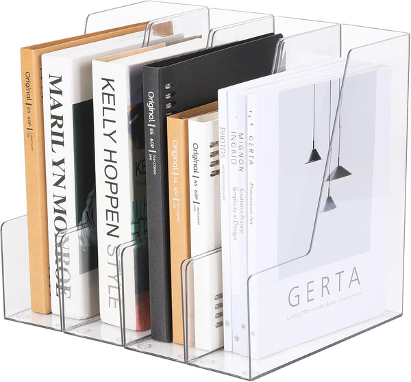 Vertical File Holder, Clear PET Desk Organizer for Magazines, Binders, Notebooks, Multi-purpose Document Storage