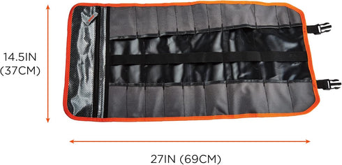 Ergodyne Arsenal 5871 Tool Roll-Up Pouch, 21-Pockets, Black Polyester, Tall