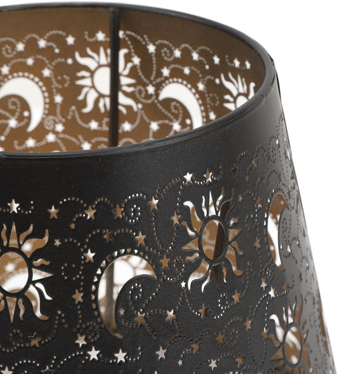 Gsycle E26 E27 Hollow Metal Lampshade, Clamp-On Lamp Shade with Sun Moon Stars Cutout Design Carved Iron Lampshade