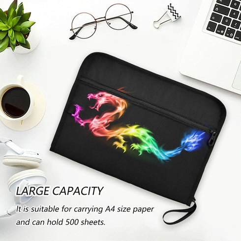 Fire Rainbow Dragon Expanding File Folder, 13 Pockets Accordion Organizer with Sticky Labels for A4 Documents