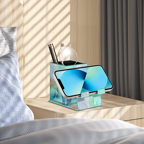 Fintie Pencil Holder with Magnetic Base, Emerald Marble Eyeglasses Stand, Desktop Organizer for Office Supplies