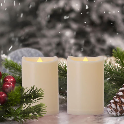 3" 4" x Single Flickering Flameless Candles with Remote and Timers, Waterproof Outdoor Indoor Battery Operated LED