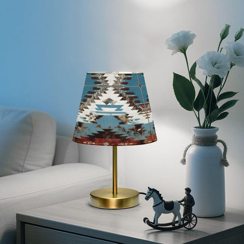Dimmable ALAZA Table Lamp for Bedroom Nightstand Western Aztec Bedside Lamp with USB Port Fabric Shade Desk Lamps