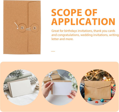 Tofficu 20Pcs Brown Kraft Paper Envelopes - 6.7x4.5 Inch Vintage Document Envelope with String and Button Closure