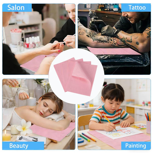 Volokitx 90-Pack (13" 18") Disposable Dental Bibs x Pink Absorbent Surface Bibs with Waterproof Backing for Tattoo