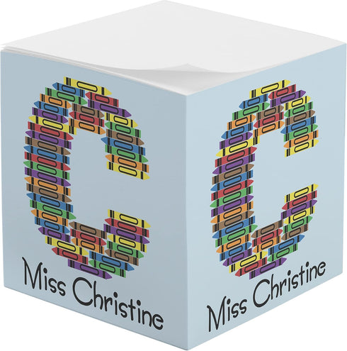 Personalization Universe Crayon Letter Personalized Teacher Paper Note Cube