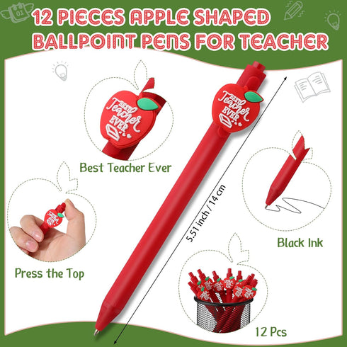 Teacher Appreciation Gifts, Apple Ballpoint Pens, Puzzle Apple Keychain with Card and Gift Bags for Teacher Gifts