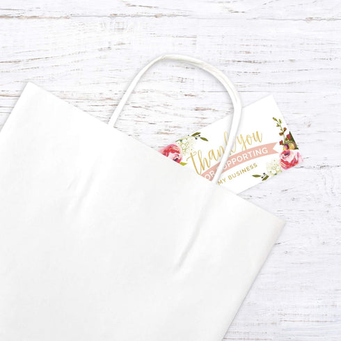 Pink Floral Thank You for Your Business Card | 100 Small Business Gratitude Cards | 2" x 3.5" Size | Customer Order