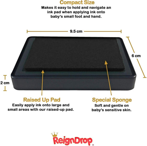 ReignDrop Ink Pad for Baby Footprint & Handprint, Impressive Keepsake Stamp for Infant & Kids, Smudge Proof, Acid Free