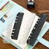 JKJF 4 Pcs Plastic Page Marker Snap-in Bookmark Ruler for A5 Size 6-Hole Notebook Filler - Clear & Black