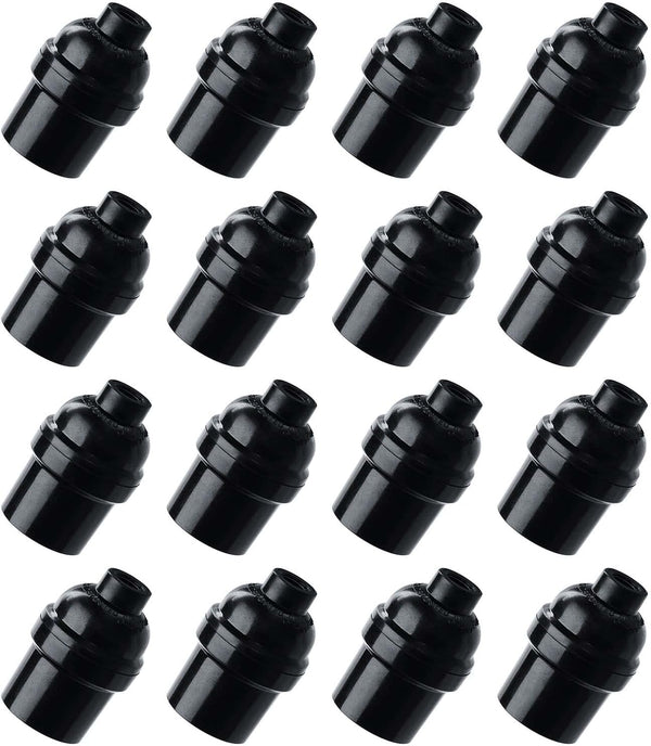 E26 E27 Light Socket,16-Pack Black Edison Retro Pendant lamp Holder, E26 E27
