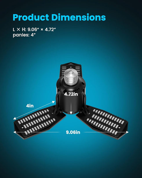 80W 8000LM, 360 Bulb (1 Pack) Motion Sensor Garage Light Deformable LED Shop Light with Remote Control and Detection