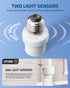E26/E27 2 Pack, DEWENWILS Light Sensor Socket, Socket Adapter, Automatic Dusk to Dawn, Double Sensors for Porch/Wall