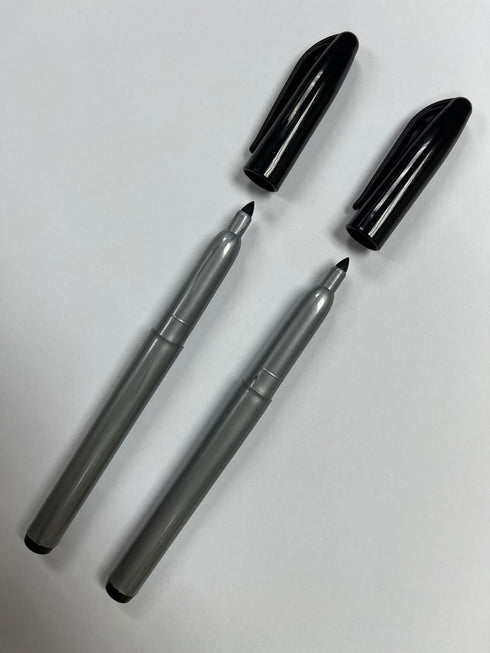 Set of 2 Freezer Black Permanent Markers, Fast Drying Waterproof Chisel Tip Marker for Food Labeling, Fine Point