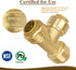 1/2" Push to Connect Tee Brass Plumbing Fitting for PEX, Copper, CPVC Pipe with Upgraded Stiffener (6 Pack)
