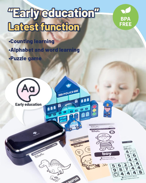 Phomemo M03 Notes Printer, 2024 Upgrade Portable Printer for 2 Inch and 3 Inch Width Thermal Paper, Bluetooth Wireless