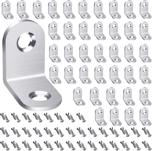 40PCS L Bracket Corner Brace - Stainless Steel Right Angle Bracket Fastener for Wood Chair Bookshelf Furniture with