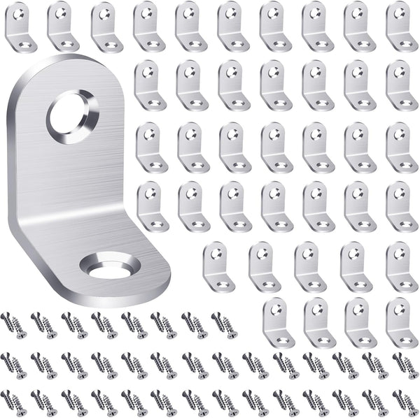 40PCS L Bracket Corner Brace - Stainless Steel Right Angle Bracket Fastener for Wood Chair Bookshelf Furniture with