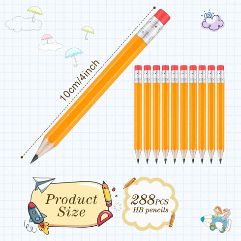 Chivao 288 Pieces Golf Mini Pencils Bulk Half Pencils with Eraser Golf Short Pencils #2 HB Pre Sharpened Baby Shower Pencils for Baby Shower Party Favors School Office Supplies 4 Inch(Yellow) by Chivao