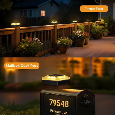4x4 2 Pack, 3 Dawn/IP65 4x4 vighep Solar Post Cap Lights Outdoor Color Modes/Dusk to Waterproof, Fits Vinyl/PVC Wood