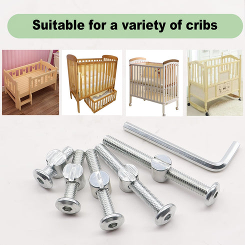 weideer 30sets M6x20/30/40/50/60mm Crib Screws Hardware Replacement Kit Baby Bed Frame Bolts Hex Drive Socket Cap