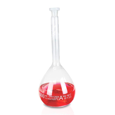 Parco Scientific C11606-1 500ml Volumetric Flask | Class A Borosilicate 3.3 Glass | NS 19/17 Polypropylene Stopper |