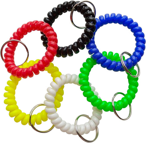 Wrist Keychain, Spring Spiral Stretch Coil Wristband Key Ring for Gym, Pool, ID Badge, Keys