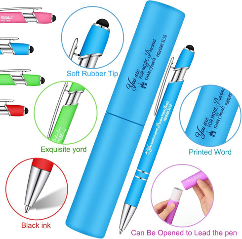 Eersida 4 Pieces Inspirational Bible Pens with Matching Gift Case, Refillable Purple Writing for Women and Men