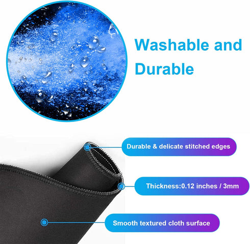 Large Extended Gaming Mouse Pad, Non-Slip Waterproof Rubber Base, Stitched Edges, Colorful Starry Sky