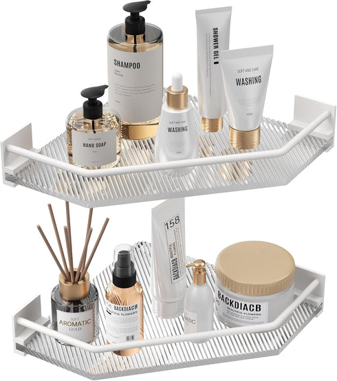 Acrylic Corner Bathroom Counter Organizer - 2 Tier Countertop Storage Shelves for