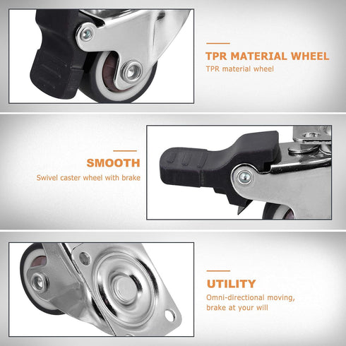 5pcs 1 Inch NUOBESTY TPR Swivel Stem Casters Grey Silent Replacement Wheels for Furniture Cart Rolling Industrial Use