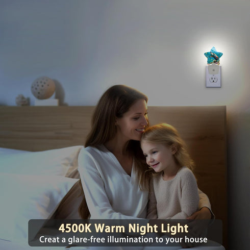Losthll Sea Turtle Corals Night Light Plug-in Dusk to Dawn Smart Sensor White Led Nightlight for Bedroom Bathroom