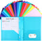 Cholemy 36 Pcs Plastic Pocket Folders with Prong - 2 Heavy Duty Pockets Folders with 3 Prongs Letter Size Paper Folders