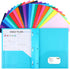 Cholemy 36 Pcs Plastic Pocket Folders with Prong - 2 Heavy Duty Pockets Folders with 3 Prongs Letter Size Paper Folders