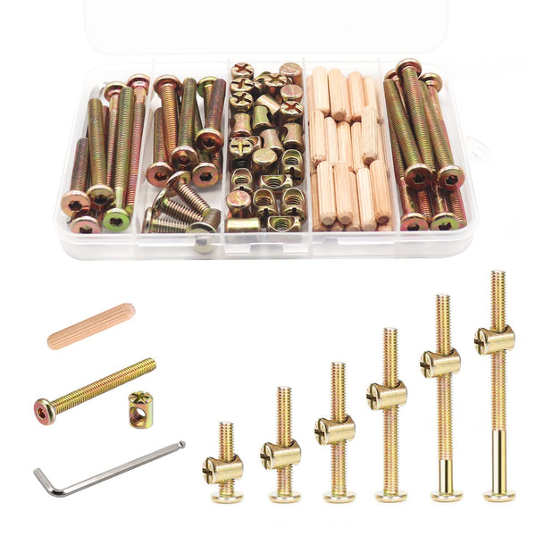CZXNBI Crib Screws Hardware Replacement Kit - 26 Set Baby Bed Frame Bolts,Barrel