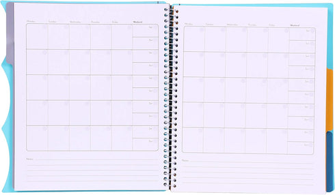 Mintra Office Durable PREMIUM Spiral Notebook, Teal, 3 Subject, 8.5in x 11in, Fabric Covered Coils, Removable