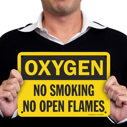 SmartSign S-0574-PL "Oxygen - No Smoking No Open Flames" Sign, 7" x 10"