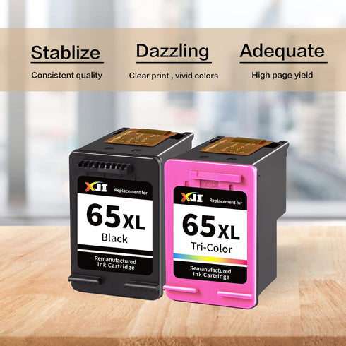 XJI Remanufactured Ink Cartridges Replacement for HP 65 XL 65XL (Black and Tri-Color Combo Pack) for DeskJet 2600 2622