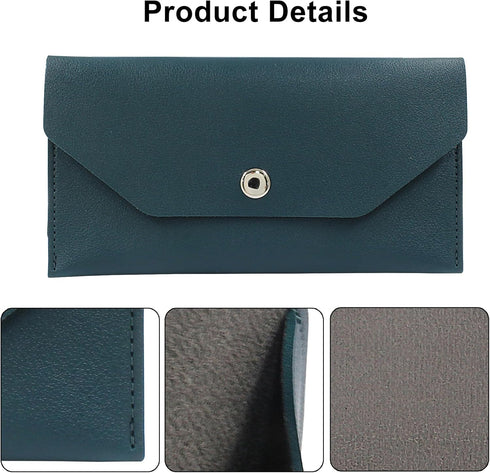 PU Leather Money Cash Envelopes Bag, Reusable Wallets for Cash, Check, Billing, Green