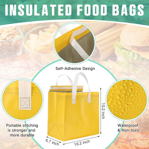 50 9.5" 9.5" 6"(Multicolor) Kacctyen Pcs Insulated Take Away Bags Bulk Thermal Insulation Food for Coffee Milk Tea