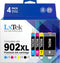 LxTek Compatible Ink Cartridge Replacement for HP 902XL (4 Pack) for Officejet 6978, 6968 Printers