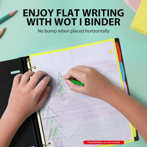 WOT I Telescoping 3 Ring Binder (0.75"), Expandable Flexible Binder for School, Office & Home Organization, Black