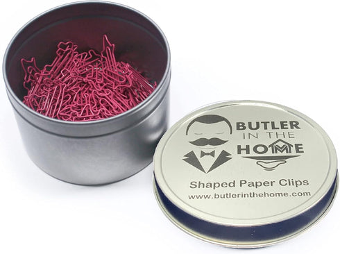Butler in the Home Pig Shaped Paper Clips, Great for Collectors or Office Gift, Pink Round Tin with Lid